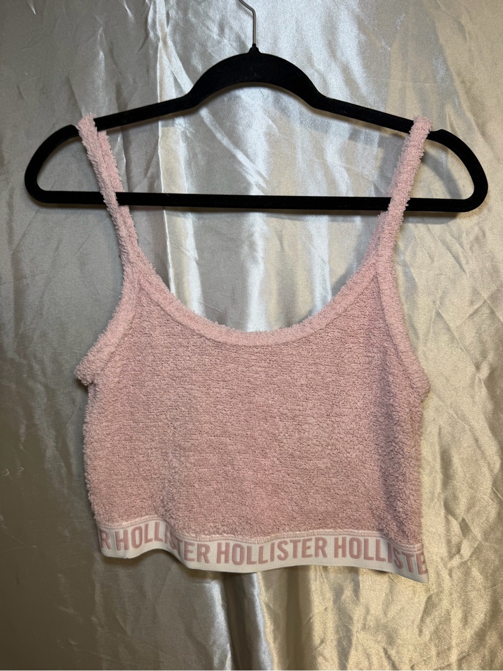 Y2K Hollister Cozy Fuzzy Bralette Crop Top Pink Cami Stretch Size Large
